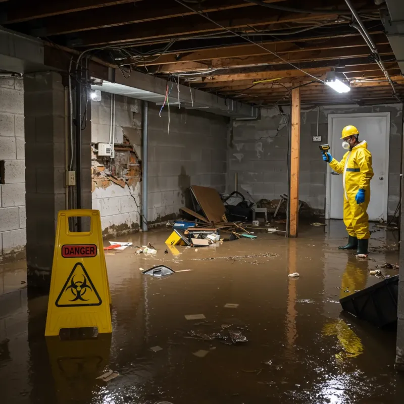 Flooded Basement Electrical Hazard in Greendale, IN Property