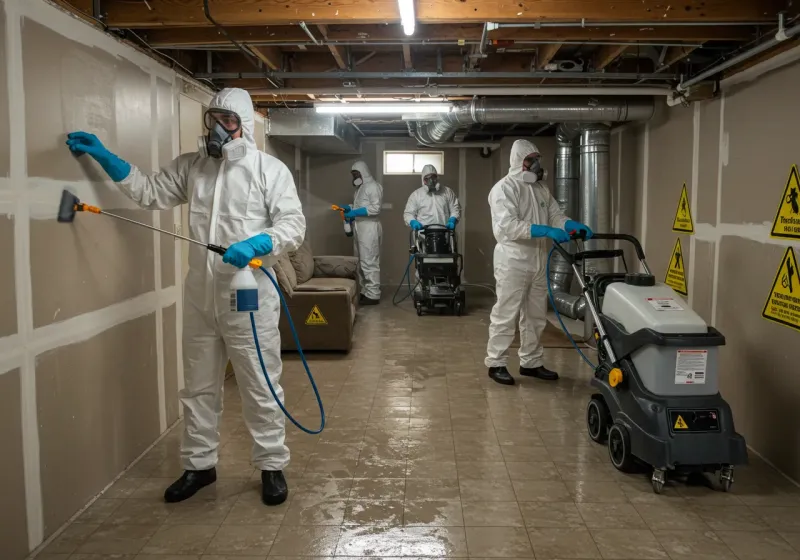 Basement Moisture Removal and Structural Drying process in Greendale, IN